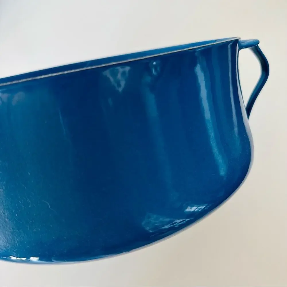 DANSK Blue Mid Century Scandinavian Enamel Dutch Oven Casserole Dish Black Base